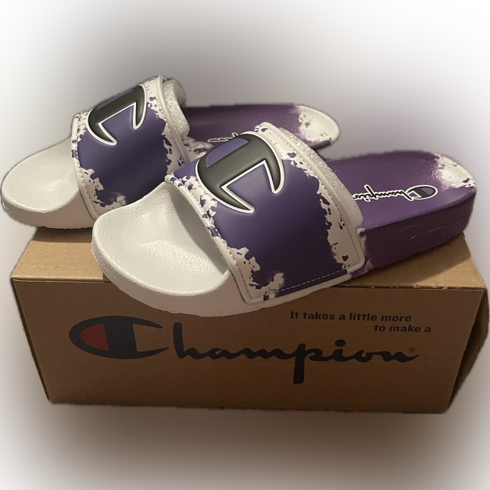 Champion Kids' Purple and White Surf & Turf Slides (flip flops)